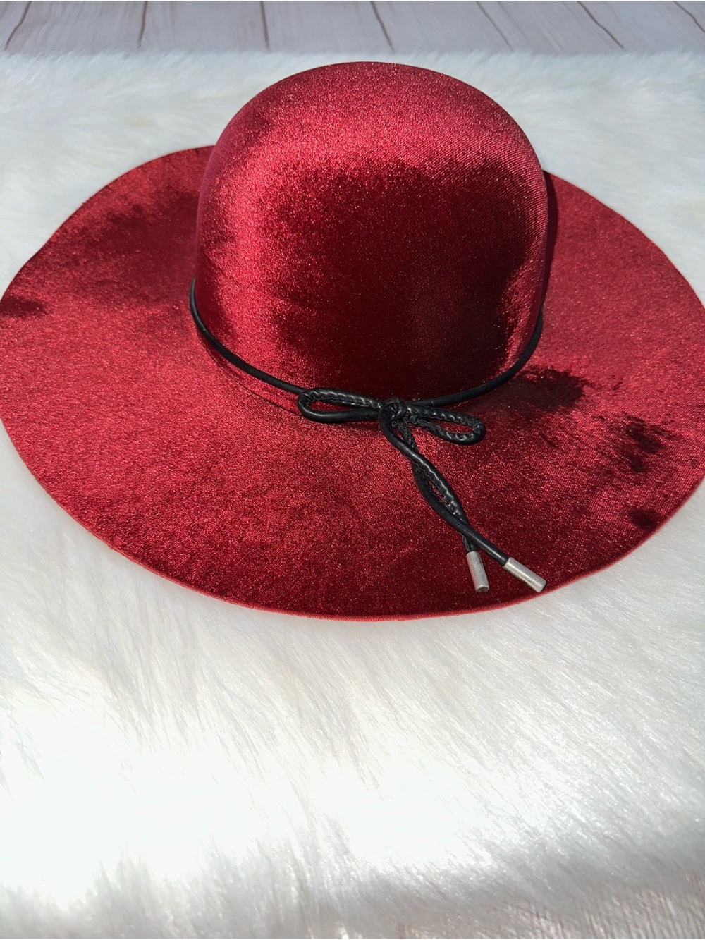 Burgundy Large Brim Hat